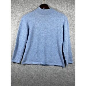 Escada Margaretha Ley Blue 100% Pure New Wool Mock Neck Sweater Womens 36